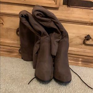 Over the knee suede boots